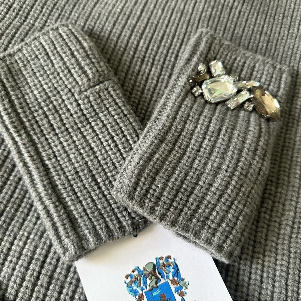 NWT Portolano Merino Wool Fingerless Arm Warmer and Snood Set in Grey
